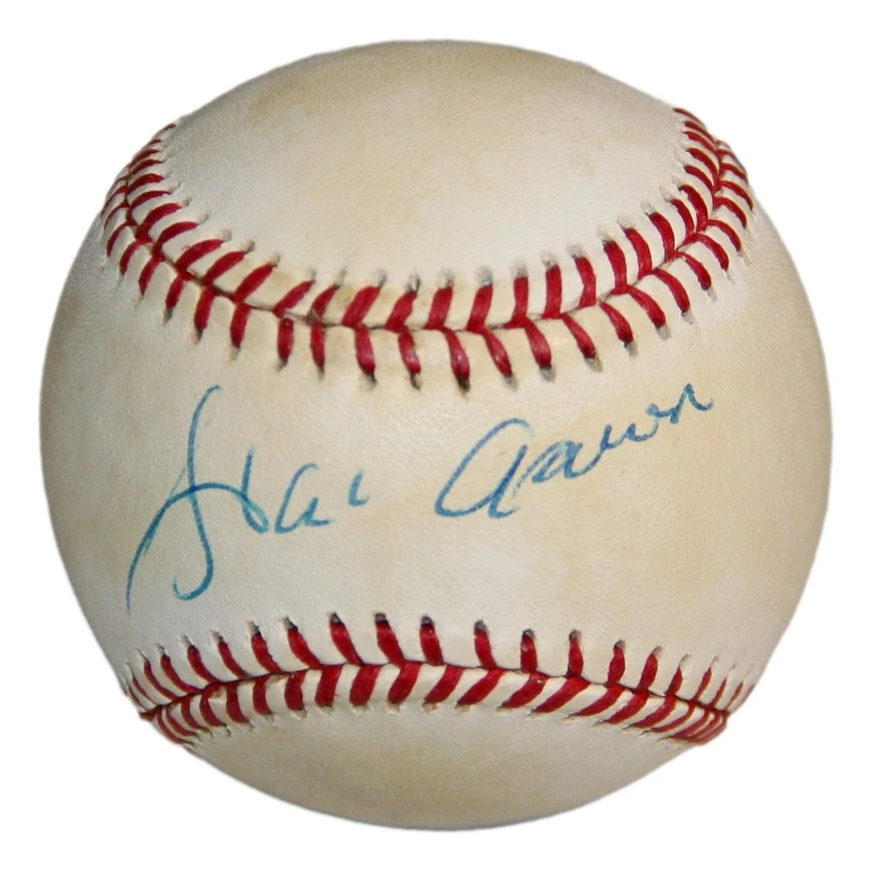 Hank Aaron Autographed Official National League Baseball Braves PSA/DNA - Image 1 of 4