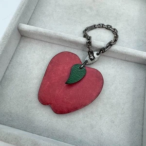 HERMES Fruta Dije Manzana Bolso Dije Llavero Rojo Plata Hardware Cuero/Metal - Imagen 1 de 12
