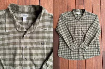 LL Bean Flannel Shirt Mens XXL Buffalo Plaid Green Tan Check Scotch Classic NWOT - Image 1 of 4