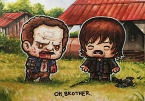 The WALKING DEAD 'Oh Brother' 5x7 Art Print JSalvador Daryl & Zombie Merle Dixon - Picture 1 of 1