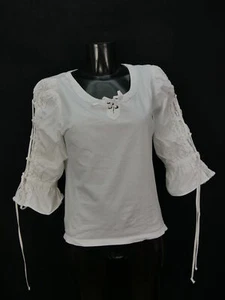 Gr.44 Trachtenbluse Bluse weiß Baumwollmischung Alphorn mit Spitze TB5089 - Bild 1 von 3