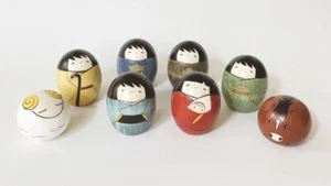 KOKESHI NATIVITY CHRIST DOLL WOODEN TRADITIONAL CRAFTS HANDMADE Oki Izumi 8 Set - Picture 1 of 10