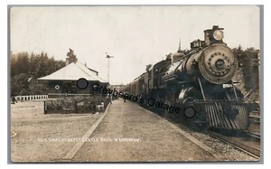 RPPC Railroad Bahnhof Depot CASTLE ROCK WA Washington Echtfoto Postkarte - Bild 1 von 2