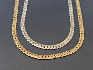 Edelstahl flache kubanische Gliederkette 7 mm Halskette kubanisch schwer 24" Halskette - Bild 1 von 9