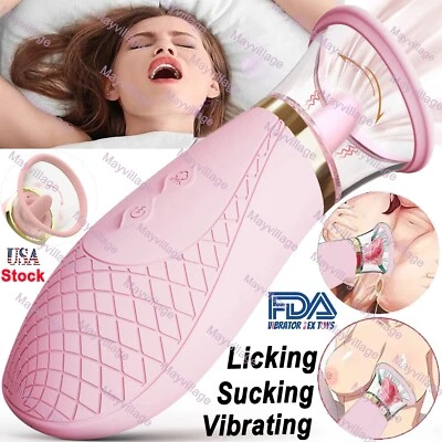 Clitoris Nipples Tongue Licking Sucking Vibrator G-Spot Massager Sex Toys Women - Image 1 of 4