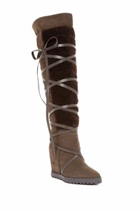 $990 Ivy Kirzhner Wanderer Genuine Shearling Over-the-Knee Boot BROWN 8.5 (X10) - Picture 1 of 7