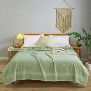 Blanket Towel Blanket Throws Pure Cotton Bed Cover Flower Retro Soft Thin Quilt - Picture 1 of 72