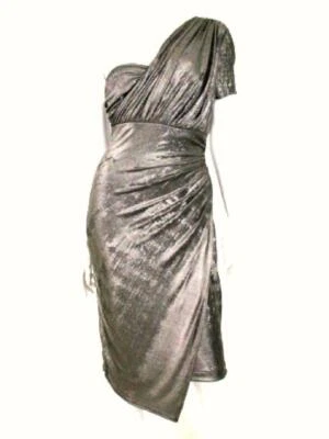 VESTIDO TEMPERLEY LONDON JERSEY LÍQUIDO METÁLICO ACANALADO UN HOMBRO TALLA US.4 Foto 1 de 4