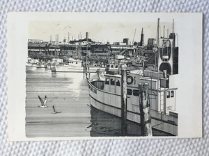 Estampado de muelle de pescadores Martin Tang vintage 6 3/4" x 5 1/4" náutico - Imagen 1 de 6