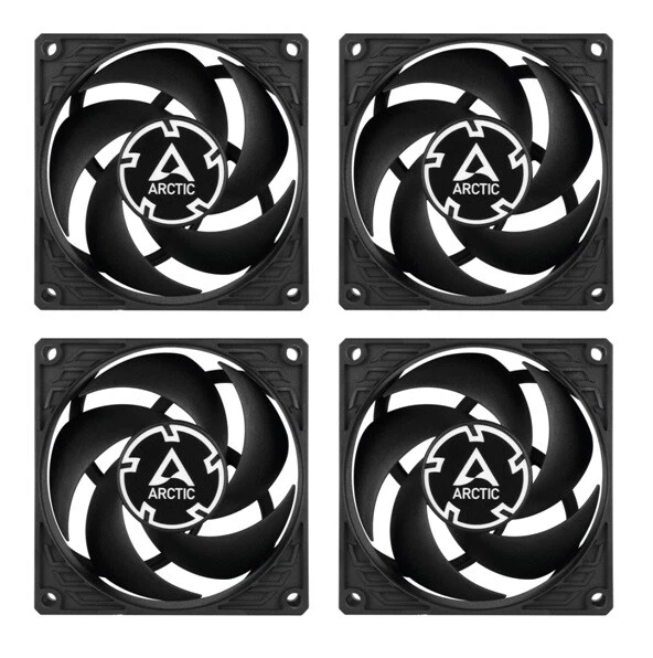 4 x Pack ARCTIC P8 Silent 80mm 8cm Black PC Case Fans 1600RPM 15.6CFM 12V 3-Pin - Image 1 of 4