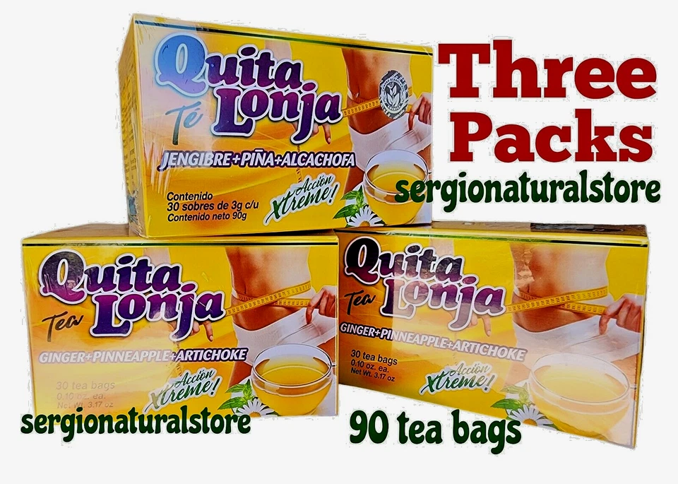 3 Boxes Te Quita Lonja Tea Jegibre + Piña 90 Bags Accion Xtreme! 100% Efectivo - Image 1 of 4