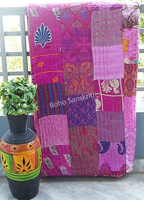 edredón kantha patchwork seda Foto 1 de 4
