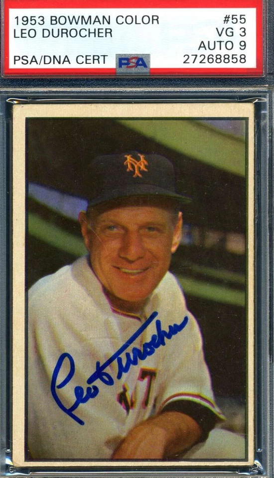 Leo Durocher Mint 9 PSA DNA Signed 1953 Bowman Color Autograph - Image 1 of 1
