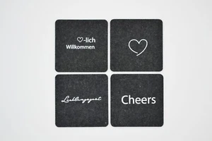 Coasters Set of 4, Grey Felt, Kitchen, Set Table, Glass, Cup - Picture 1 of 8