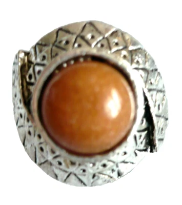 groß Naturstein Folklore SteinSchmuck Ring braun Tibet Silber verstellbar  - Bild 1 von 3