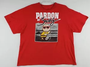 T-Shirt Peanuts Adulto 2XL Rosso "Pardon My Swag" Charlie Marrone Arachidi Cotone Uomo - Foto 1 di 11