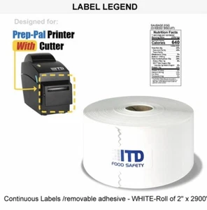 12 Endlos Etiketten ITD Lebensmittelsicherheit Ablösbar Klebend WEISS - Rolle 2" Thermo - Bild 1 von 10