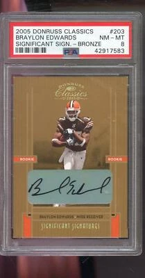 2005 Donruss Classics Significant Signatures Braylon Edwards ROOKIE RC AUTO PSA - Image 1 of 2