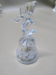 Vintage Hand Bell Crystal Hummingbird Top Bottom Frosted Birds Flower Cut Edge  - Picture 1 of 7
