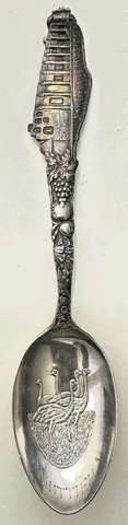 Antique Whittier San Gabriel Mission CA Sterling Silver Souvenir Spoon Cover