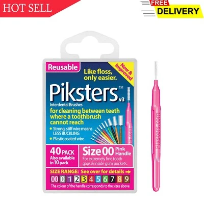 Piksters Interdental Brushes (40 Pack, Size 00 (Pink)) - Image 1 of 4