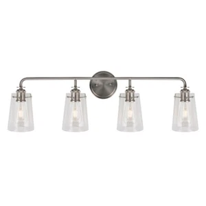 Forte Lighting Ronna 4 Light 33.5" Bath Vanity, Nickel/Clear - 5118-04-55 - Picture 1 of 1
