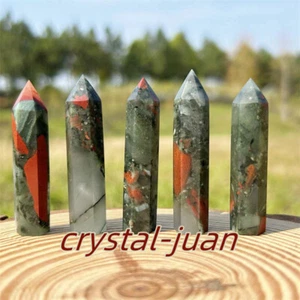 5pcs Natural Bloodstone Obelisk Crystal Crystal Tower Wand Point heal - Picture 1 of 17