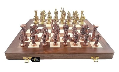 Chess Set with Brass Sculpted Pieces in Ancient Roman Style Luxury Chess Pieces - Image 1 of 4