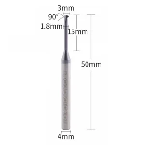 3mm (0.118") back chamfer mill 45° - 15 mm working length - TiAlN Coated : 1pc - Picture 1 of 3