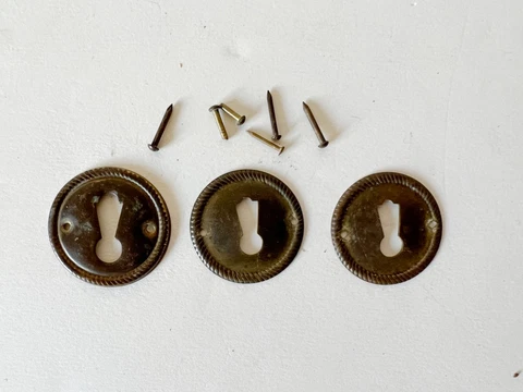 3 Eastlake Furniture Keyhole Cover  Brass for Drawers Doors 1.25" Cover