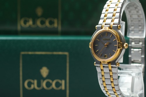 [Scatola Carta] Orologio Donna Vintage Gucci 9000L Data Quarzo Bicolore dal GIAPPONE