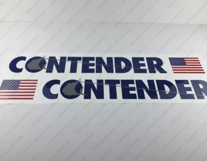 CONTENDER BOAT LOGO USA FLAG BLUE/GRAY DECALS STICKERS 32" x 3.8" 2pcs. - Picture 1 of 6