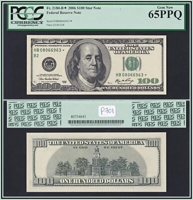 2006 Star $100 Federal Reserve Note New York PCGS 65 PPQ Gem Unc Replacement FRN - Image 1 of 4