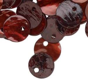 100 Dark Brown Mussel Shell 10mm (0.39") Round Coin Drop Charms with 1mm Hole * - Picture 1 of 5