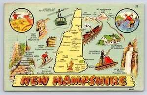 Postcard New Hampshire, Destination Map  - Picture 1 of 2