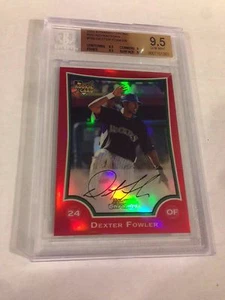 2009 BOWMAN CHROME RED REFRACTOR ROOKIE DEXTER FOWLER RC /5 BGS 9.5 GEM POP 1/1 - Picture 1 of 1