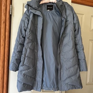 MSRP $300 Marmot Strollbridge Hooded Faux-Fur Jacket Blue Size Large 700 Down - Picture 1 of 11