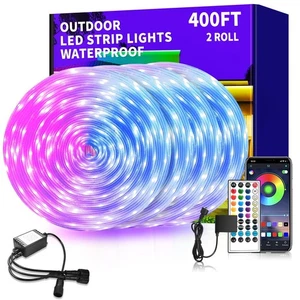 Outdoor LED Strip Lights Waterproof,400ft Outdoor Lights with App/Remote Cont... - Picture 1 of 7