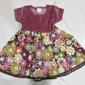 Handmade girls Velvet/ floral dress age 12 months - Picture 1 of 3
