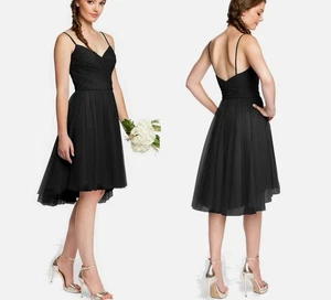 NWT Designer Tulle High-Low Wedding Short Bridesmaid Party Dress Quincy BLACK~6 - Picture 1 of 10