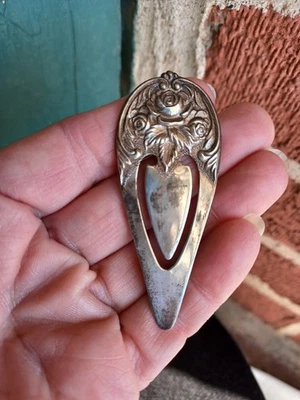 老式签名 KIRK & SON 花朵玫瑰复制品纯银书签旧庄园 — 第 1/4 张图片