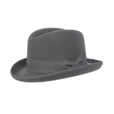 Hombres Lana Bowler Invierno Sombrero Clásico Ala Enrollada Fedora Derby Sombreros X-Grande Gris Foto 1 de 4