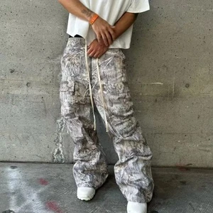 Men's Comfortable and Breathable  Multi-pocket Slacks Fashion Drawstring Trouser - Picture 1 of 6