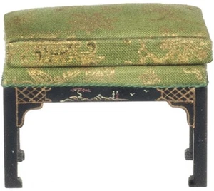 Dolls House Black Chinese Chippendale Stool JBM Miniature Living Room Furniture - Picture 1 of 7