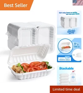 Calcium Carbonate Reinforced Takeout Containers - 50 Pack - Picture 1 of 8