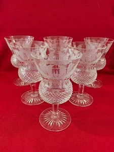 Edinburgh Crystal Thistle Pattern Set of 6 White Wine Glasses 13.5cm Tall 125ml - Picture 1 of 3