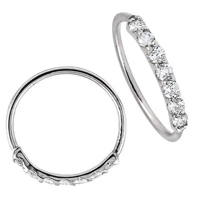 Joyería Avalancha 20G Oro 14K 7 Piedras Anillo Aro Nariz con Moissanites, Nariz 8mm Foto 1 de 4