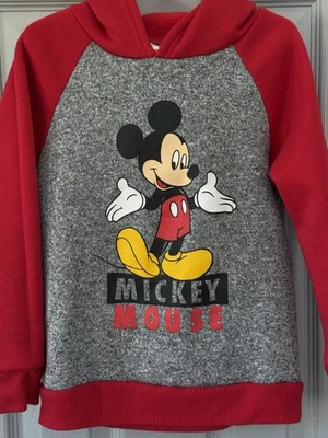 Disney Junior Mickey Mouse Youth 6 Red/Gray Hoodie Sweatshirt Graphic Pullover - Image 1 of 4