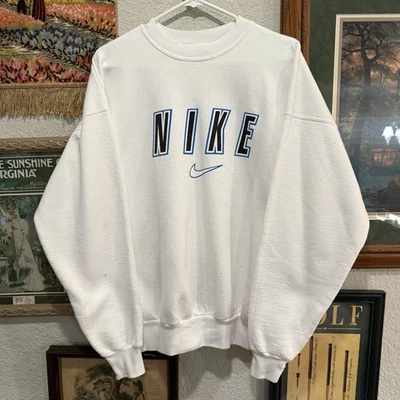 Vintage 90s White Nike Bootleg Crewneck Sweatshirt Swoosh Logo Size XL - Image 1 of 4