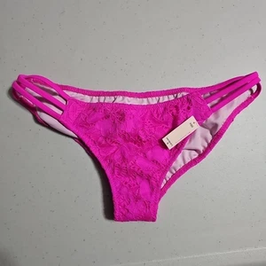 Parte inferior de bikini Victoria's Secret rosa con vendaje de encaje con tiras, talla S - Imagen 1 de 6